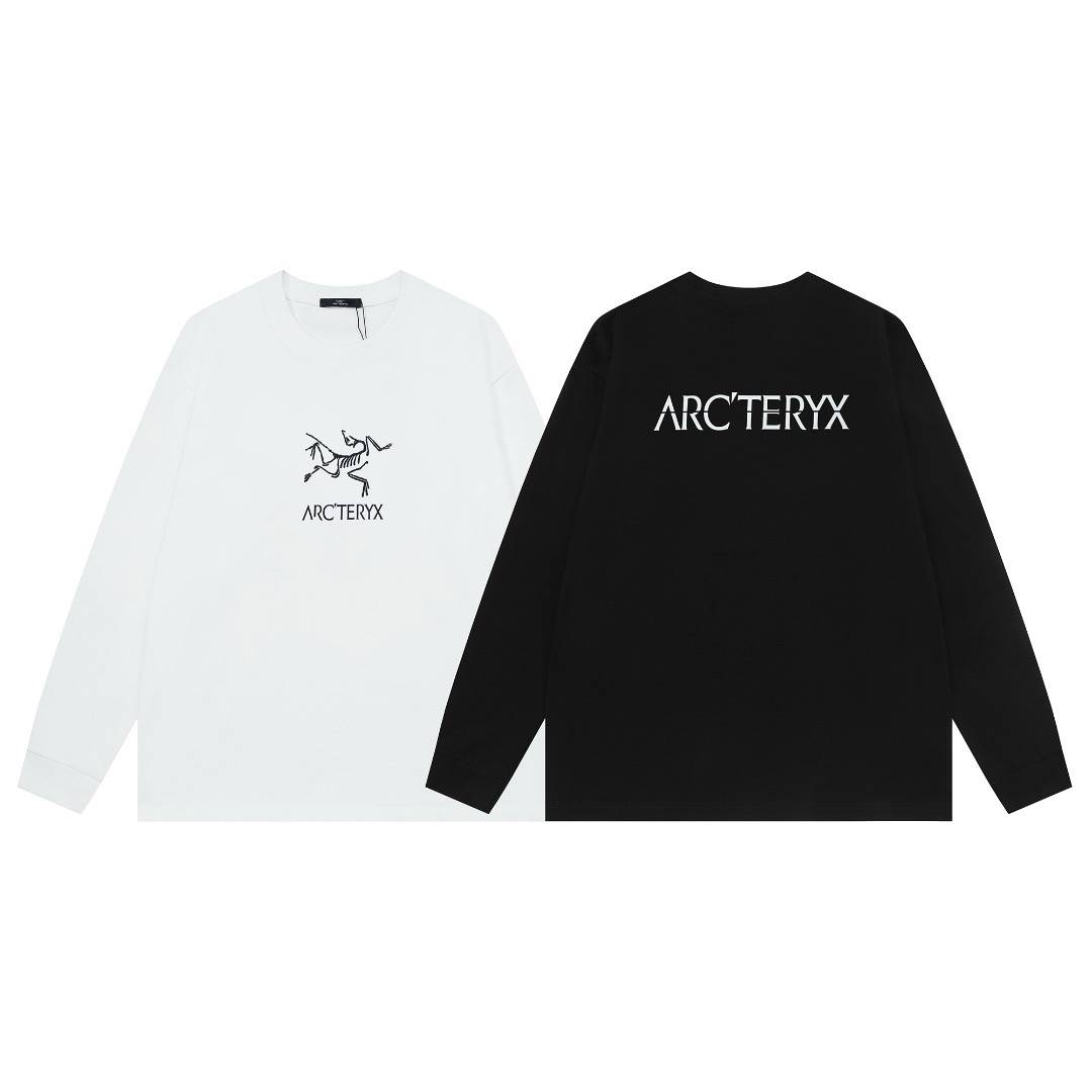 ARCTERYX アークテリクス メンズ スウェット トレーナー クルーネックスウェット ロゴプリント フロントロゴ リブ仕様 ブラック ホワイト