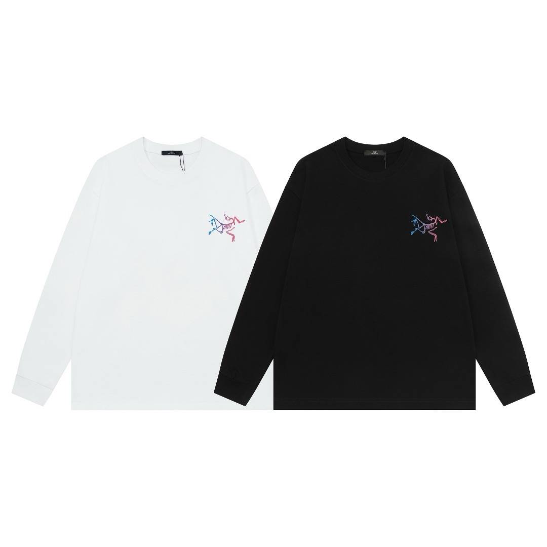 ARCTERYX アークテリクス メンズ スウェット トレーナー クルーネックスウェット ロゴ刺繍 フロントロゴ ロングスリーブ オーバーサイズ ホワイト ブラ