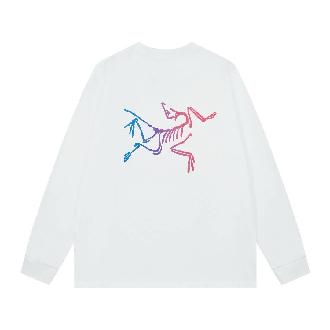 ARCTERYX アークテリクス メンズ スウェット トレーナー クルーネックスウェット ロゴ刺繍 フロントロゴ ロングスリーブ オーバーサイズ ホワイト ブラ - 画像 2