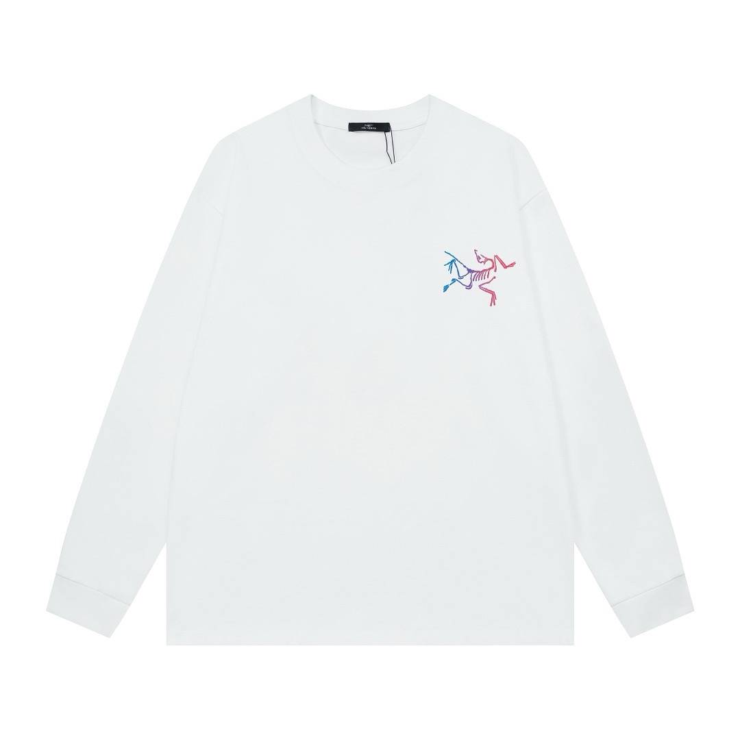 ARCTERYX アークテリクス メンズ スウェット トレーナー クルーネックスウェット ロゴ刺繍 フロントロゴ ロングスリーブ オーバーサイズ ホワイト ブラ - 画像 3