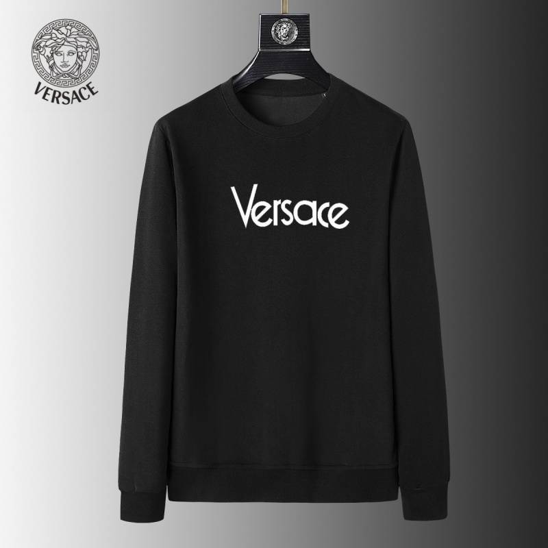 VERSACE ヴェルサーチ メンズ パーカー ロゴプリント フロントロゴ リブ仕様 ブラック