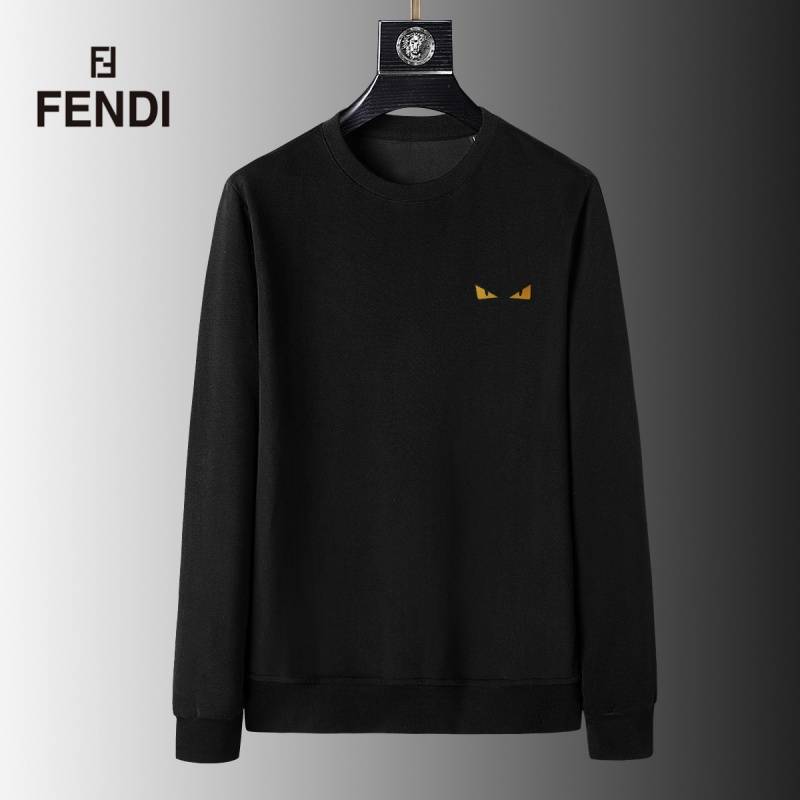FENDI フェンディ メンズ スウェット トレーナー ロゴプリント フロントロゴ リブ仕様 ブラック - 画像 10