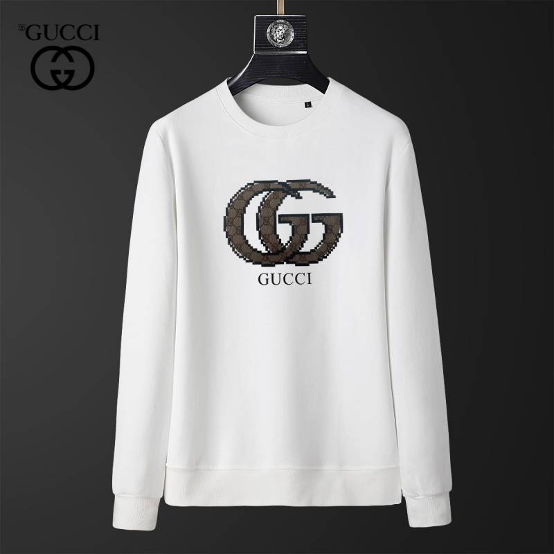 GUCCI グッチ メンズ スウェット トレーナー ロゴプリント フロントロゴ リブ仕様 ホワイト