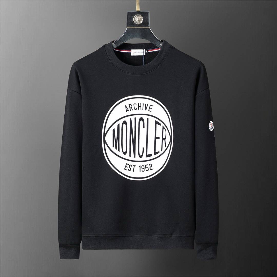 MONCLER モンクレール メンズ スウェット トレーナー ロゴプリント フロントロゴ オーバーサイズ ブラック ホワイト
