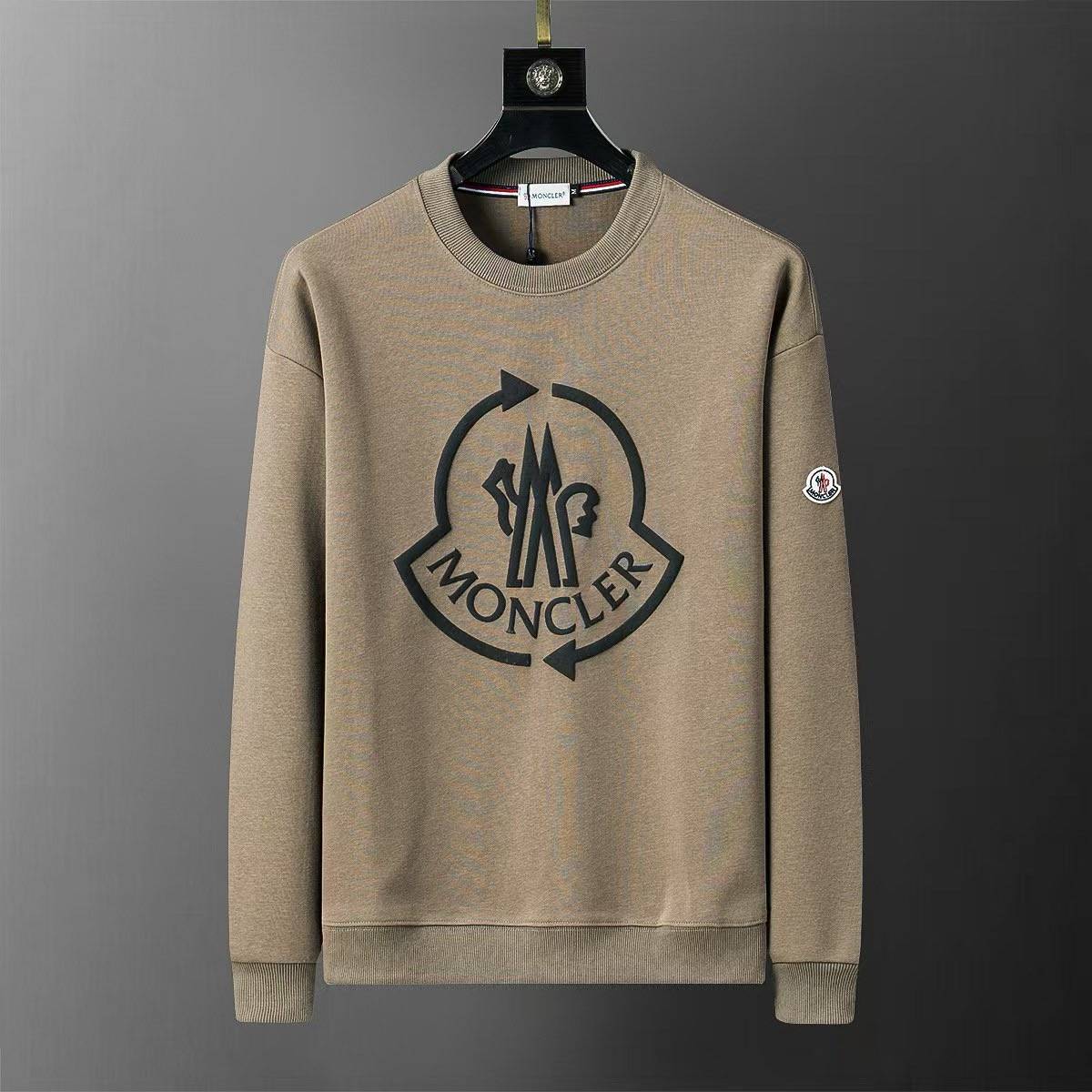MONCLER モンクレール メンズ スウェット トレーナー ロゴプリント フロントロゴ オーバーサイズ ブラック グレー