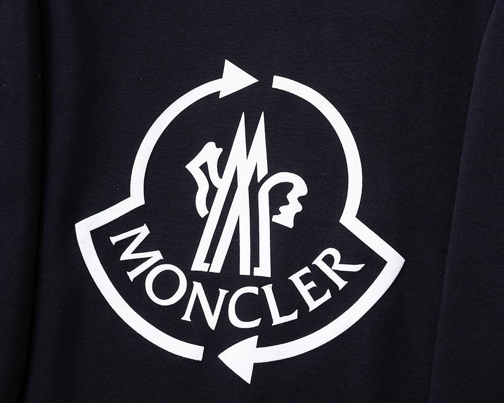 MONCLER モンクレール メンズ スウェット トレーナー ロゴプリント フロントロゴ オーバーサイズ ブラック グレー - 画像 8