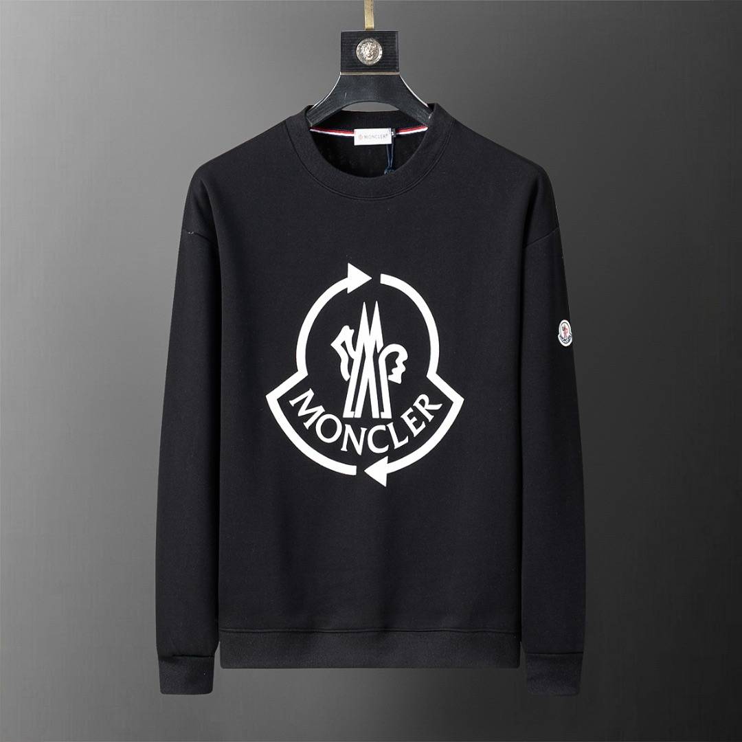 MONCLER モンクレール メンズ スウェット トレーナー ロゴプリント フロントロゴ オーバーサイズ ブラック グレー - 画像 11