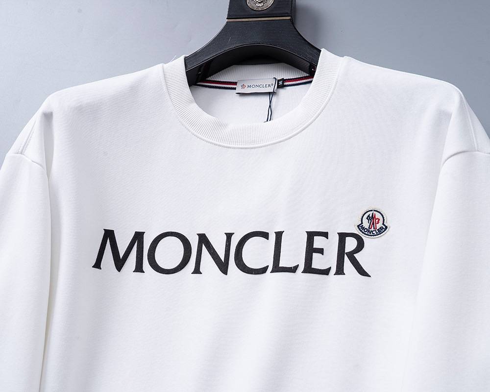 MONCLER モンクレール メンズ スウェット トレーナー ロゴプリント フロントロゴ オーバーサイズ ホワイト ベージュ - 画像 10