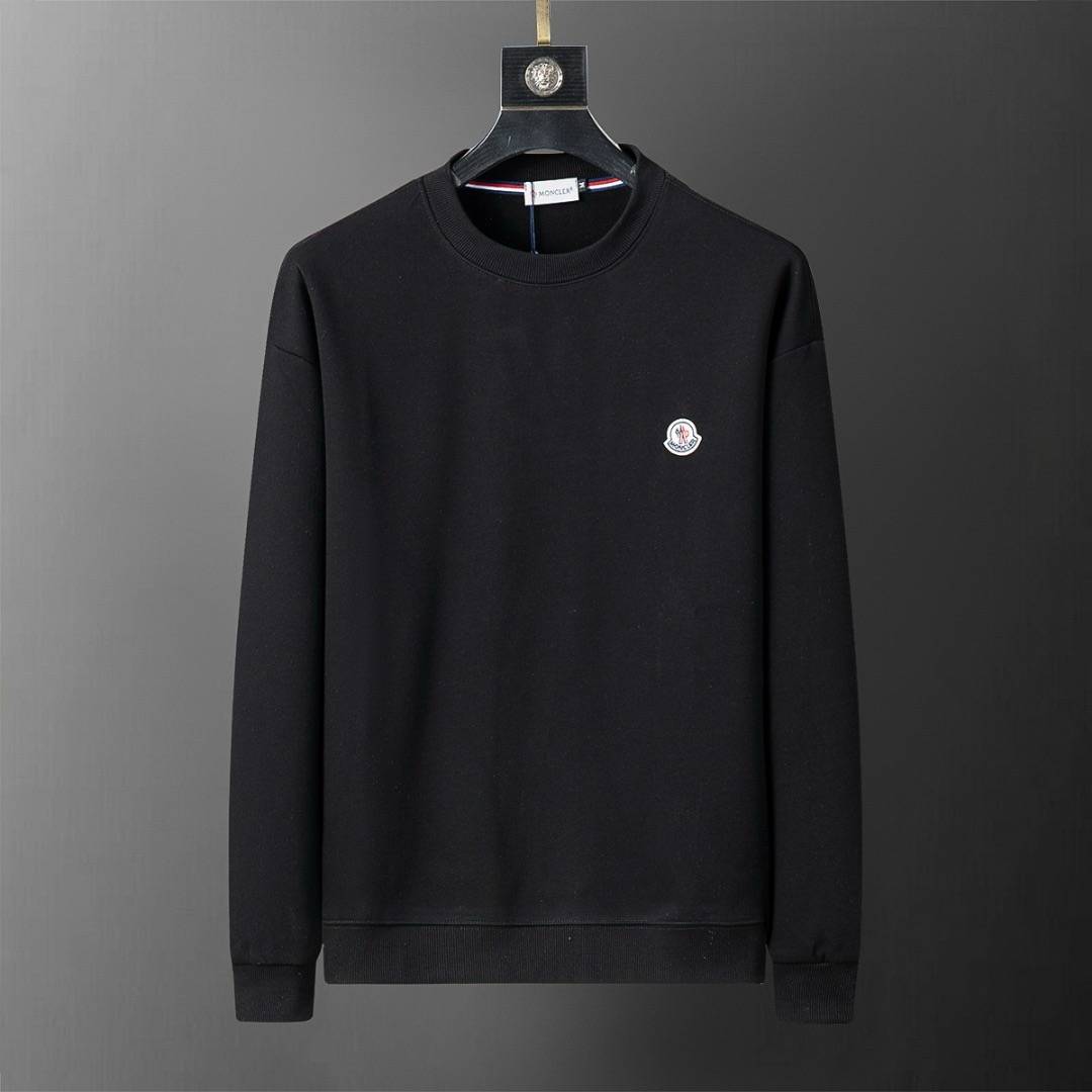 MONCLER モンクレール メンズ スウェット トレーナー 胸ロゴ ロゴプリント リブ仕様 ブラック ホワイト オートミール