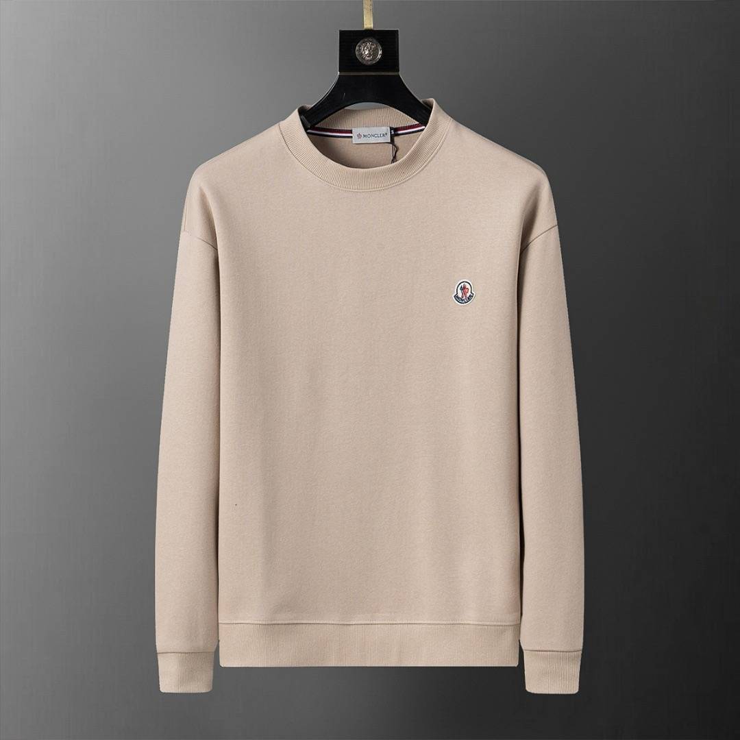 MONCLER モンクレール メンズ スウェット トレーナー 胸ロゴ ロゴプリント リブ仕様 ブラック ホワイト オートミール - 画像 3