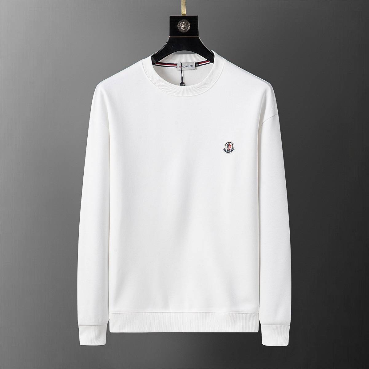 MONCLER モンクレール メンズ スウェット トレーナー 胸ロゴ ロゴプリント リブ仕様 ブラック ホワイト オートミール - 画像 5