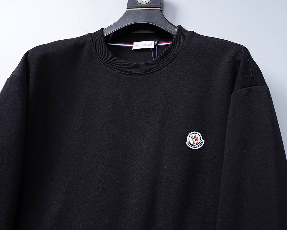 MONCLER モンクレール メンズ スウェット トレーナー 胸ロゴ ロゴプリント リブ仕様 ブラック ホワイト オートミール - 画像 12