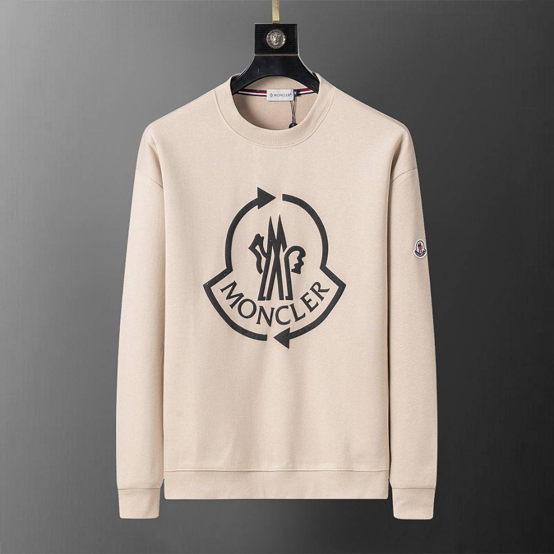 MONCLER モンクレール メンズ スウェット トレーナー ロゴプリント フロントロゴ オーバーサイズ ブラック ホワイト - 画像 3