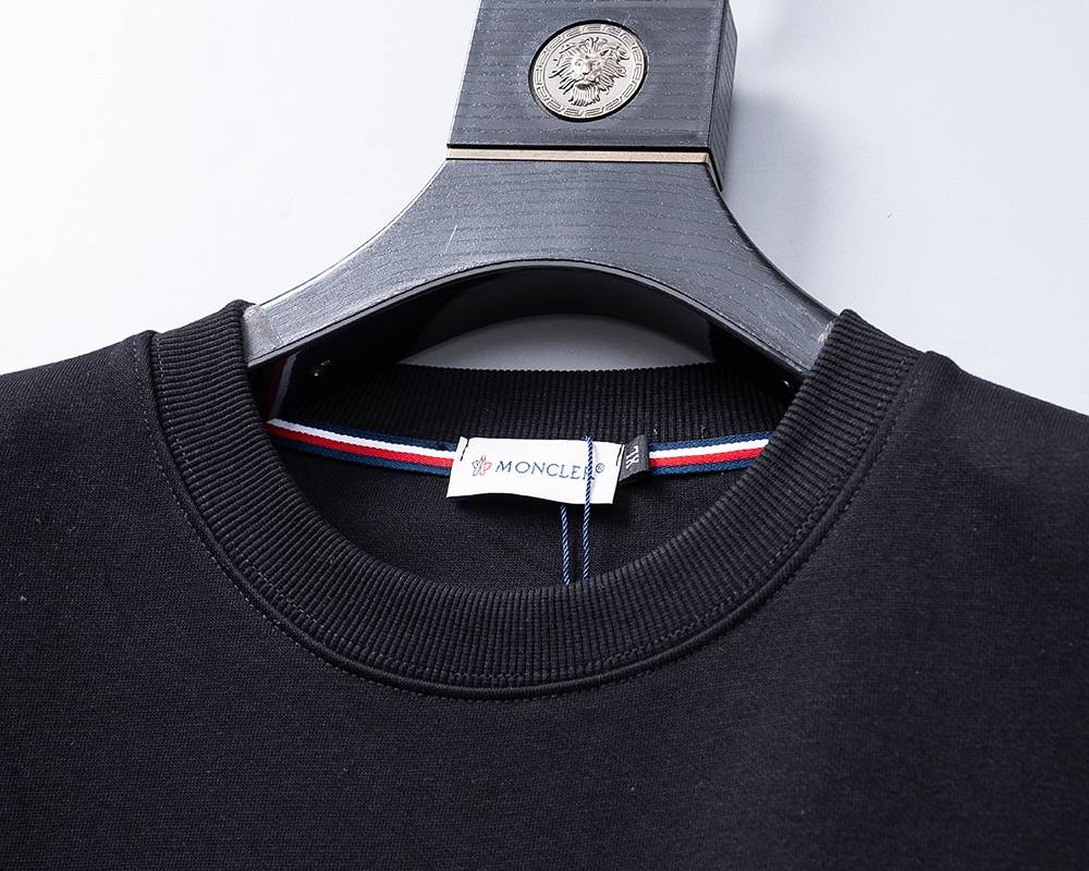 MONCLER モンクレール メンズ スウェット トレーナー ロゴプリント クルーネックスウェット フレックスリブ ブラック - 画像 7
