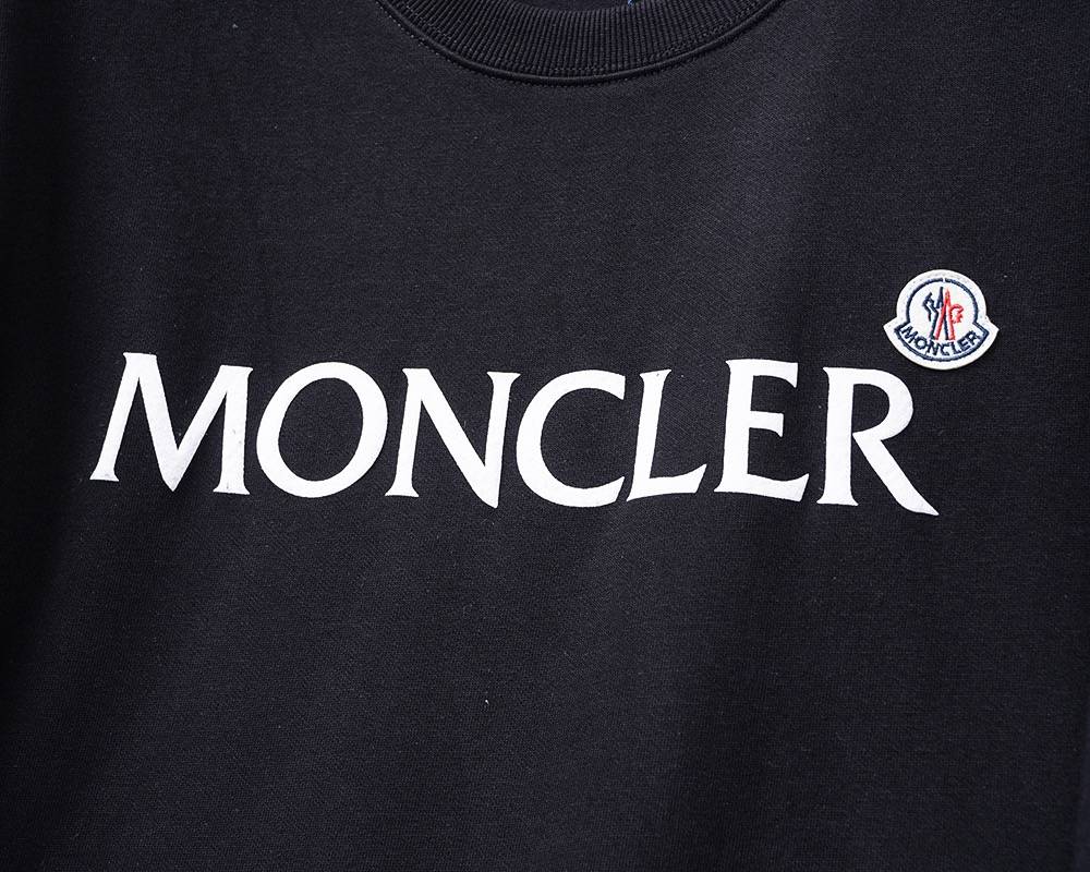 MONCLER モンクレール メンズ スウェット トレーナー ロゴプリント クルーネックスウェット フレックスリブ ブラック - 画像 8