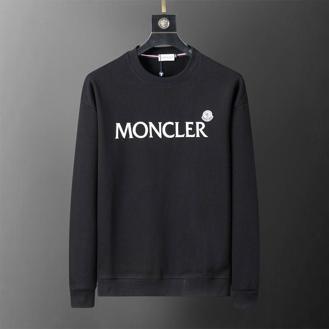 MONCLER モンクレール メンズ スウェット トレーナー ロゴプリント クルーネックスウェット フレックスリブ ブラック - 画像 11
