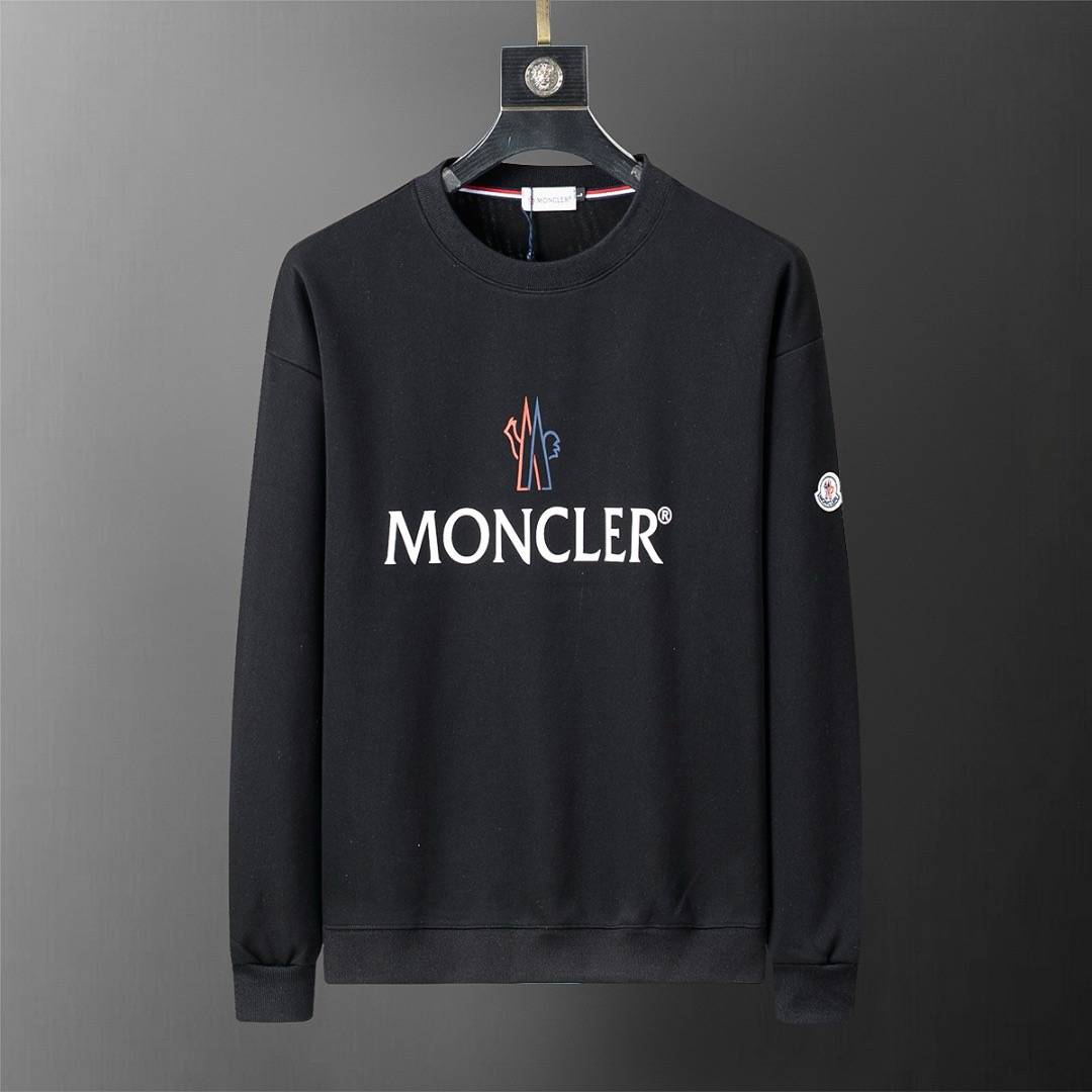 MONCLER モンクレール メンズ パーカー ロゴプリント フルジップ スウェット ブラック ホワイト