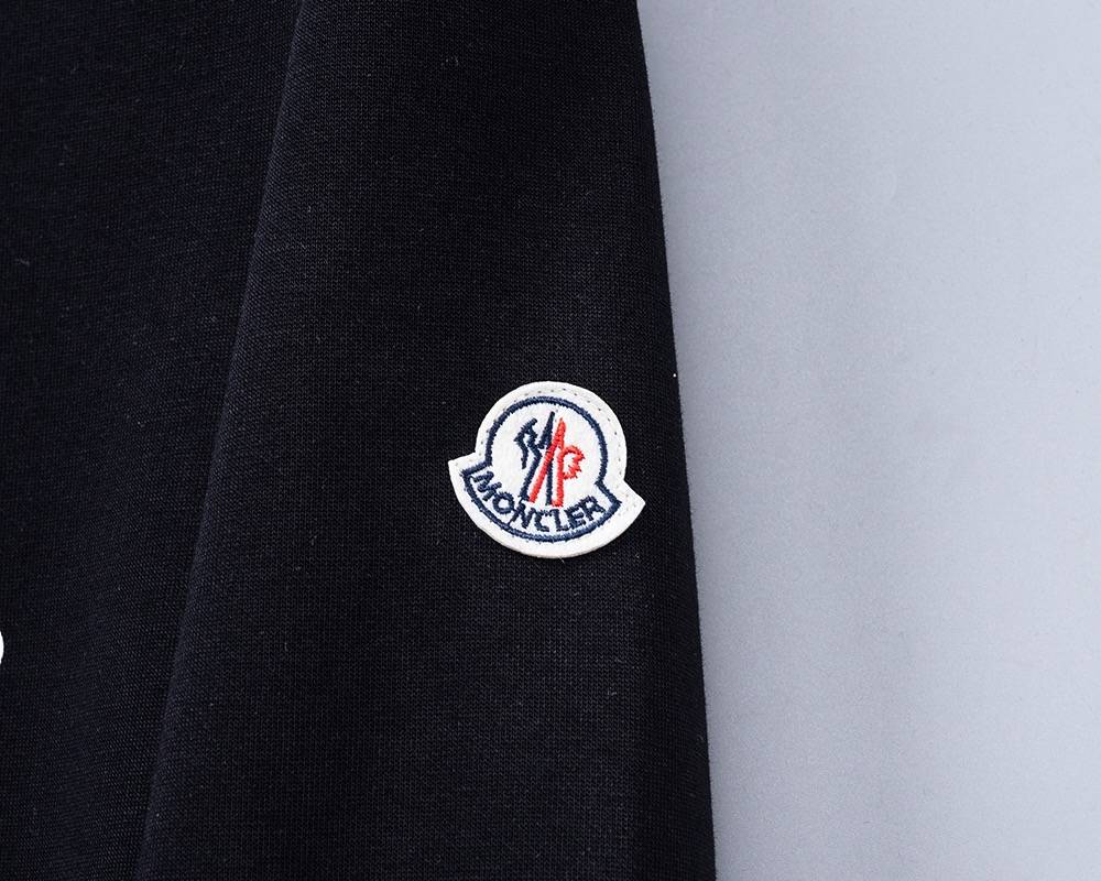 MONCLER モンクレール メンズ パーカー ロゴプリント フルジップ スウェット ブラック ホワイト - 画像 9