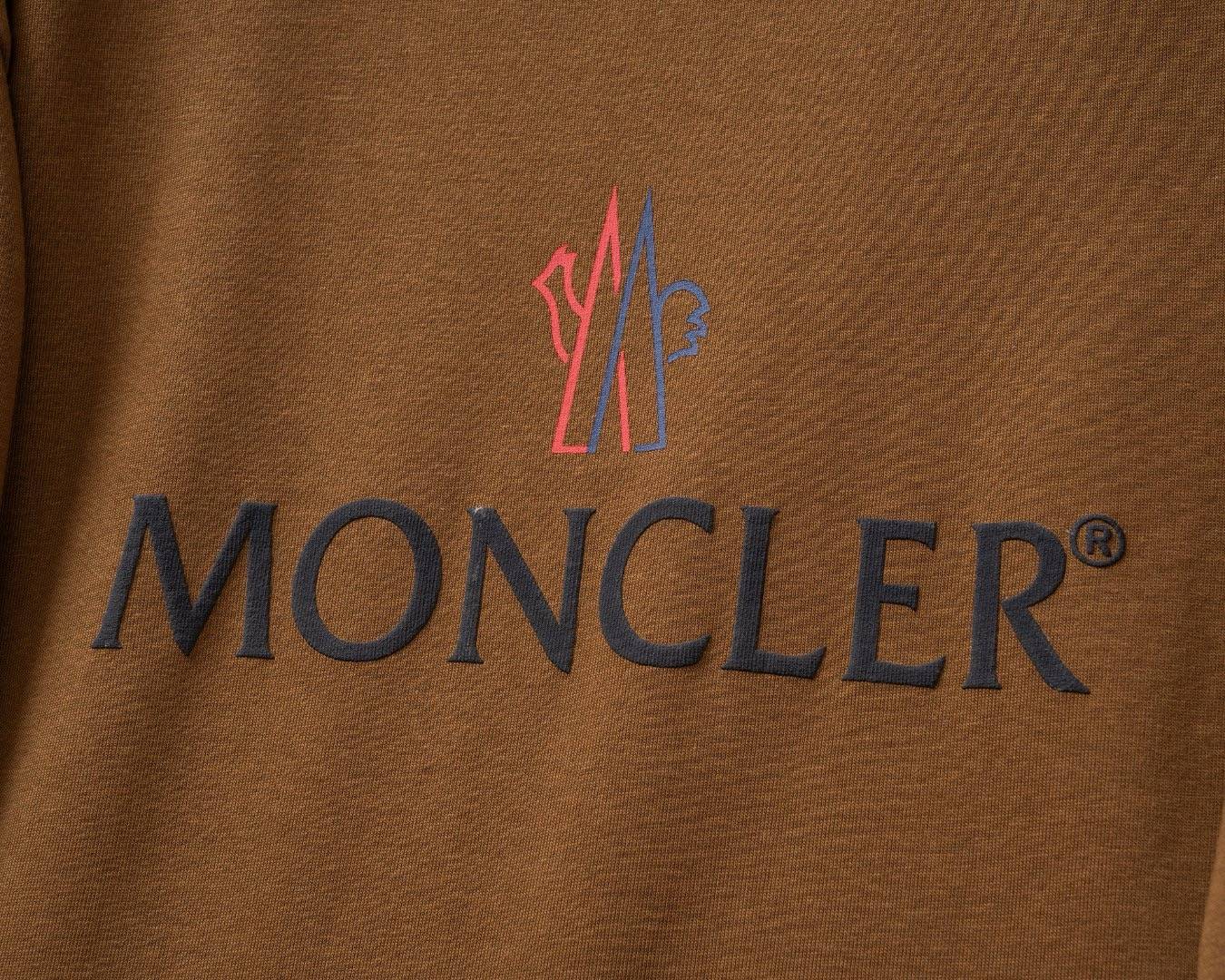 MONCLER モンクレール メンズ スウェット トレーナー ロゴプリント ロゴ刺繍 オーバーサイズ ブラウン - 画像 9