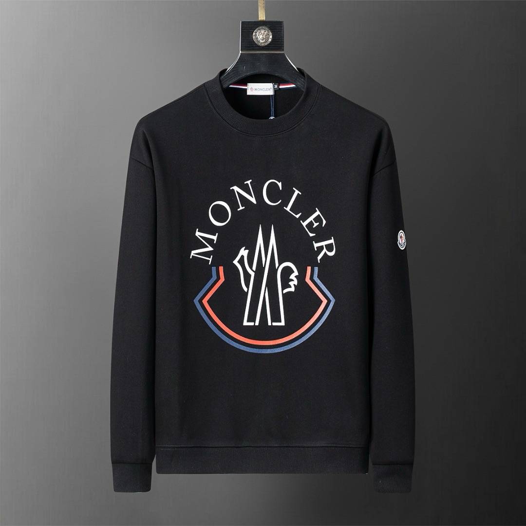 MONCLER モンクレール メンズ スウェット トレーナー ロゴプリント フロントロゴ リブ仕様 オーバーサイズ ブラック ホワイト オートミール