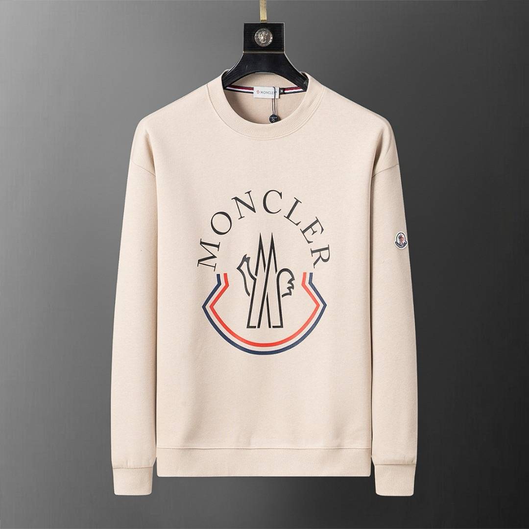 MONCLER モンクレール メンズ スウェット トレーナー ロゴプリント フロントロゴ リブ仕様 オーバーサイズ ブラック ホワイト オートミール - 画像 5