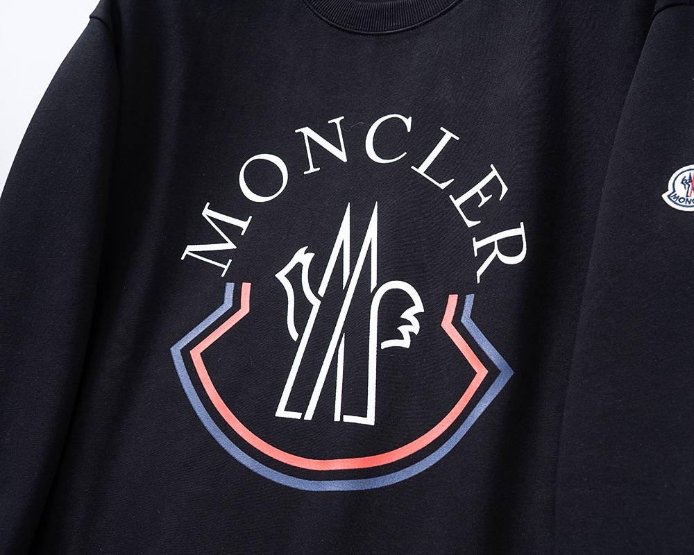 MONCLER モンクレール メンズ スウェット トレーナー ロゴプリント フロントロゴ リブ仕様 オーバーサイズ ブラック ホワイト オートミール - 画像 11