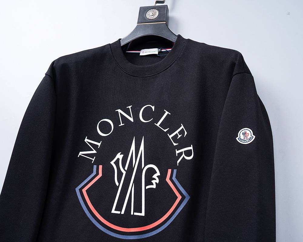 MONCLER モンクレール メンズ スウェット トレーナー ロゴプリント フロントロゴ リブ仕様 オーバーサイズ ブラック ホワイト オートミール - 画像 12