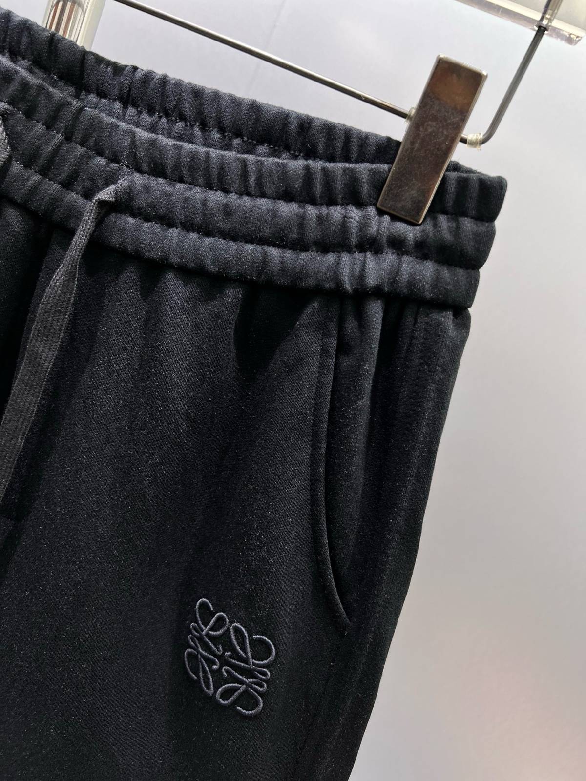 LOEWE ロエベ メンズ イージーパンツ ワイドパンツ サイドライン ロゴ刺繍 ウエストゴム ブラック - 画像 5