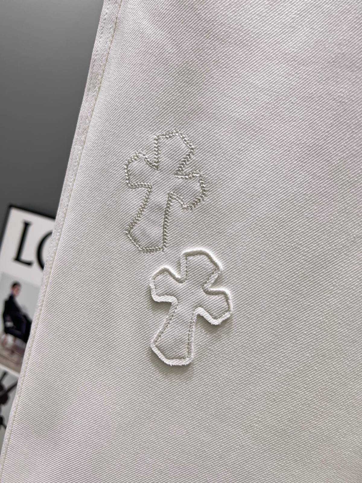 CHROME HEARTS クロムハーツ メンズ イージーパンツ ワイドパンツ サイドライン ロゴ刺繍 メタルパーツ ブラック - 画像 6