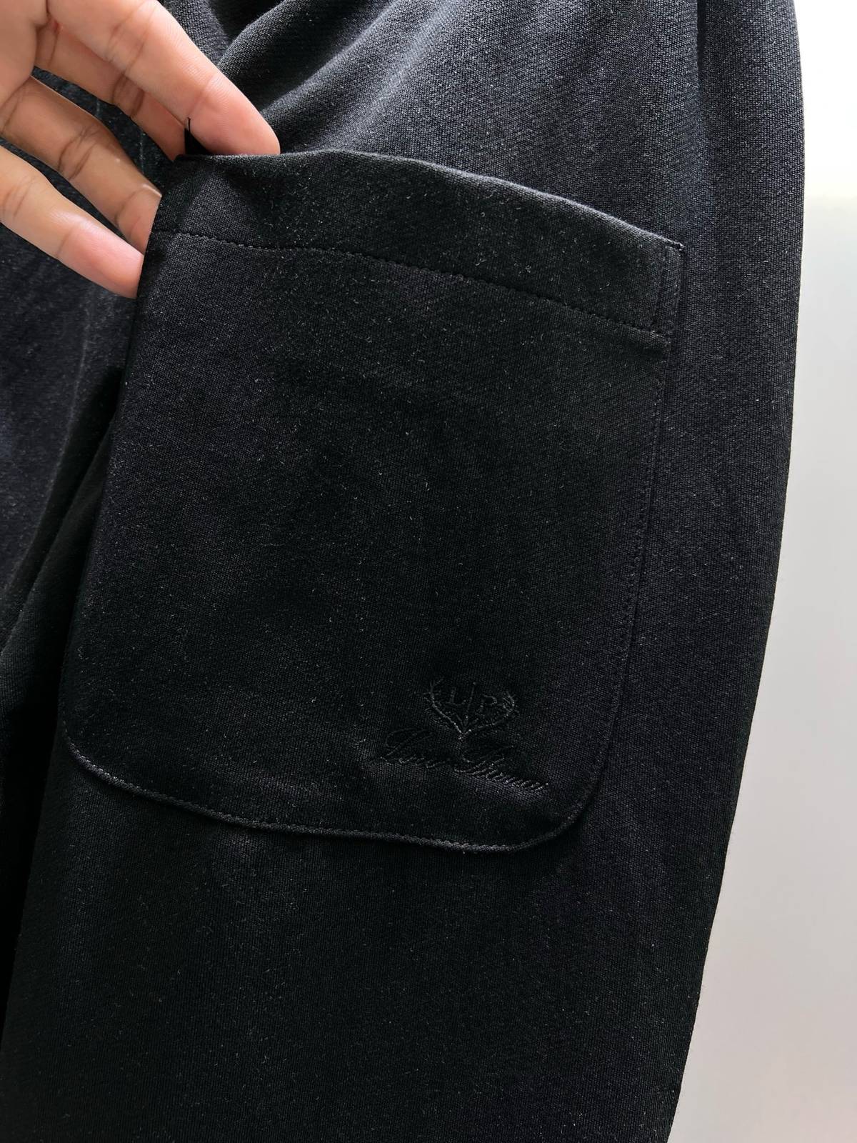 LOEWE ロエベ メンズ イージーパンツ ワイドパンツ ウエストゴム ドローコード ロゴ刺繍 ブラック - 画像 6