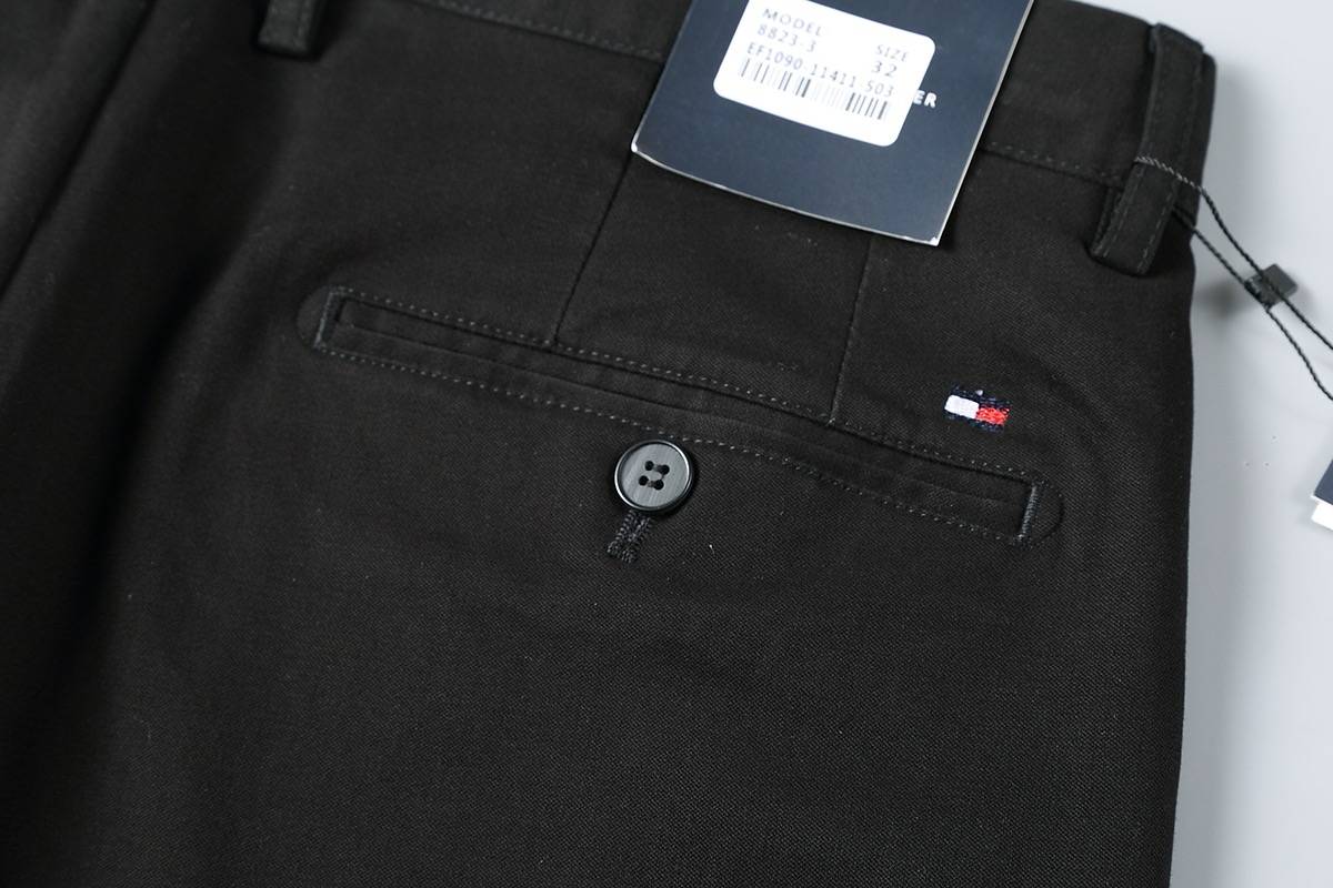 TOMMY HILFIGER メンズ ボトムス ストレートパンツ サイドライン ロゴ刺繍 ロングコード ブラック カーキ グレー - 画像 3