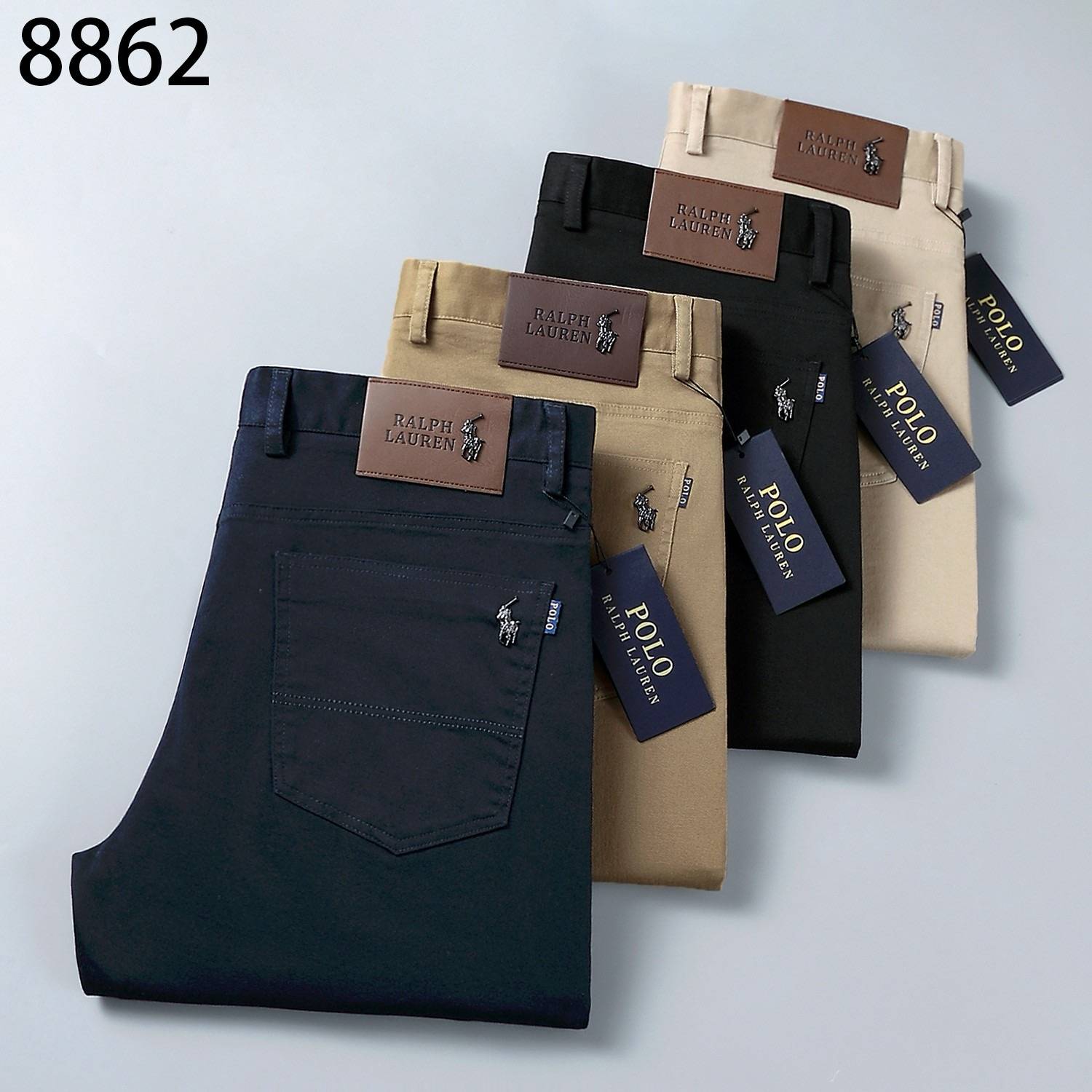 Ralph Lauren メンズ パンツ ストレートパンツ ロゴ刺繍 サイドライン ロングコード フレアシルエット ブラック