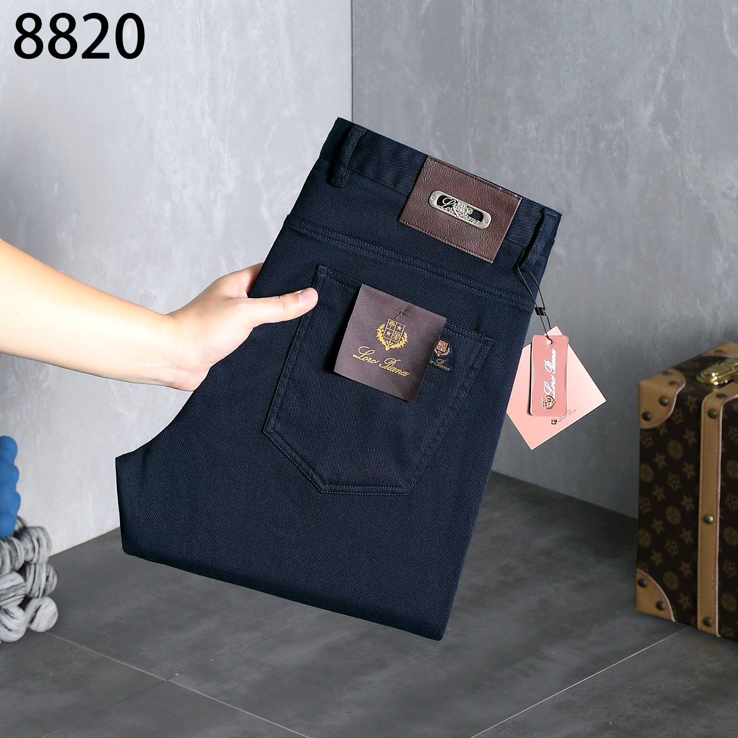 8820 メンズ パンツ ストレートパンツ サイドライン ロゴ刺繍 ロングコード ブラック カーキ グレー - 画像 7