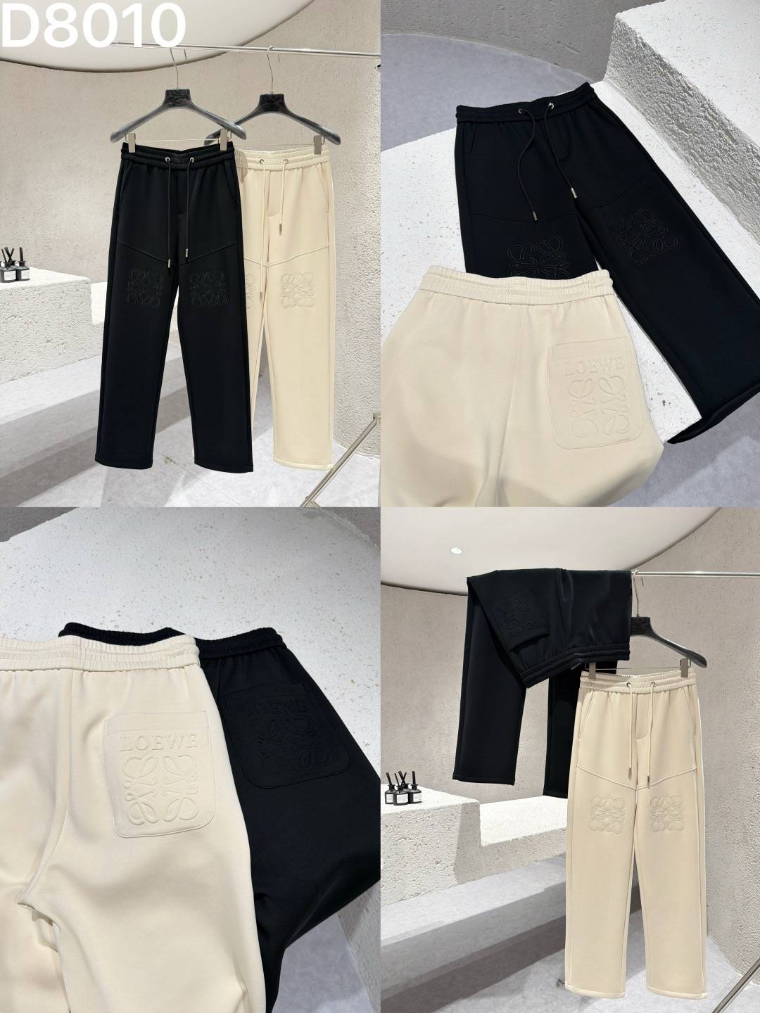 LOEWE ロエベ メンズ パンツ カーゴパンツ ロゴ刺繍 サイドライン メタルパーツ ブラック カーキ - 画像 2