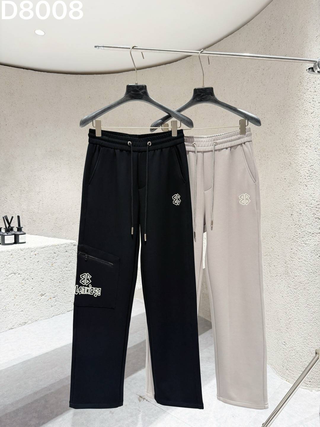BALENCIAGA バレンシアガ メンズ パンツ イージーパンツ サイドライン ロゴ刺繍 メタルパーツ ブラック グレー - 画像 8