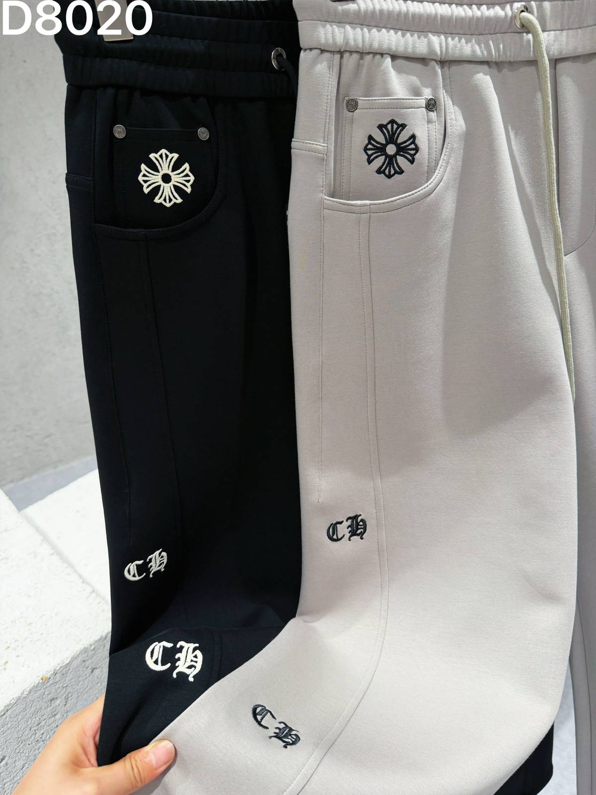 CHROME HEARTS クロムハーツ メンズ イージーパンツ カーゴパンツ サイドライン ロゴ刺繍 メタルパーツ ブラック ベージュ - 画像 4