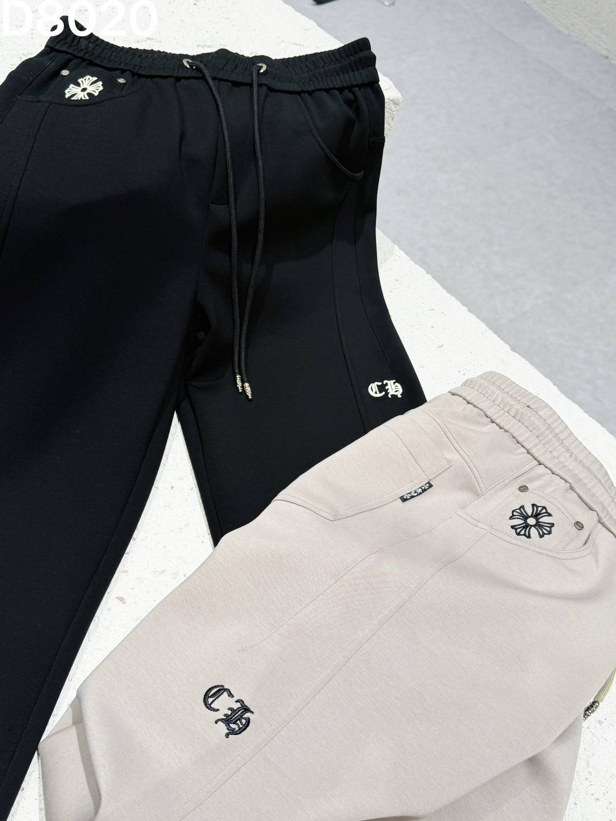 CHROME HEARTS クロムハーツ メンズ イージーパンツ カーゴパンツ サイドライン ロゴ刺繍 メタルパーツ ブラック ベージュ - 画像 9