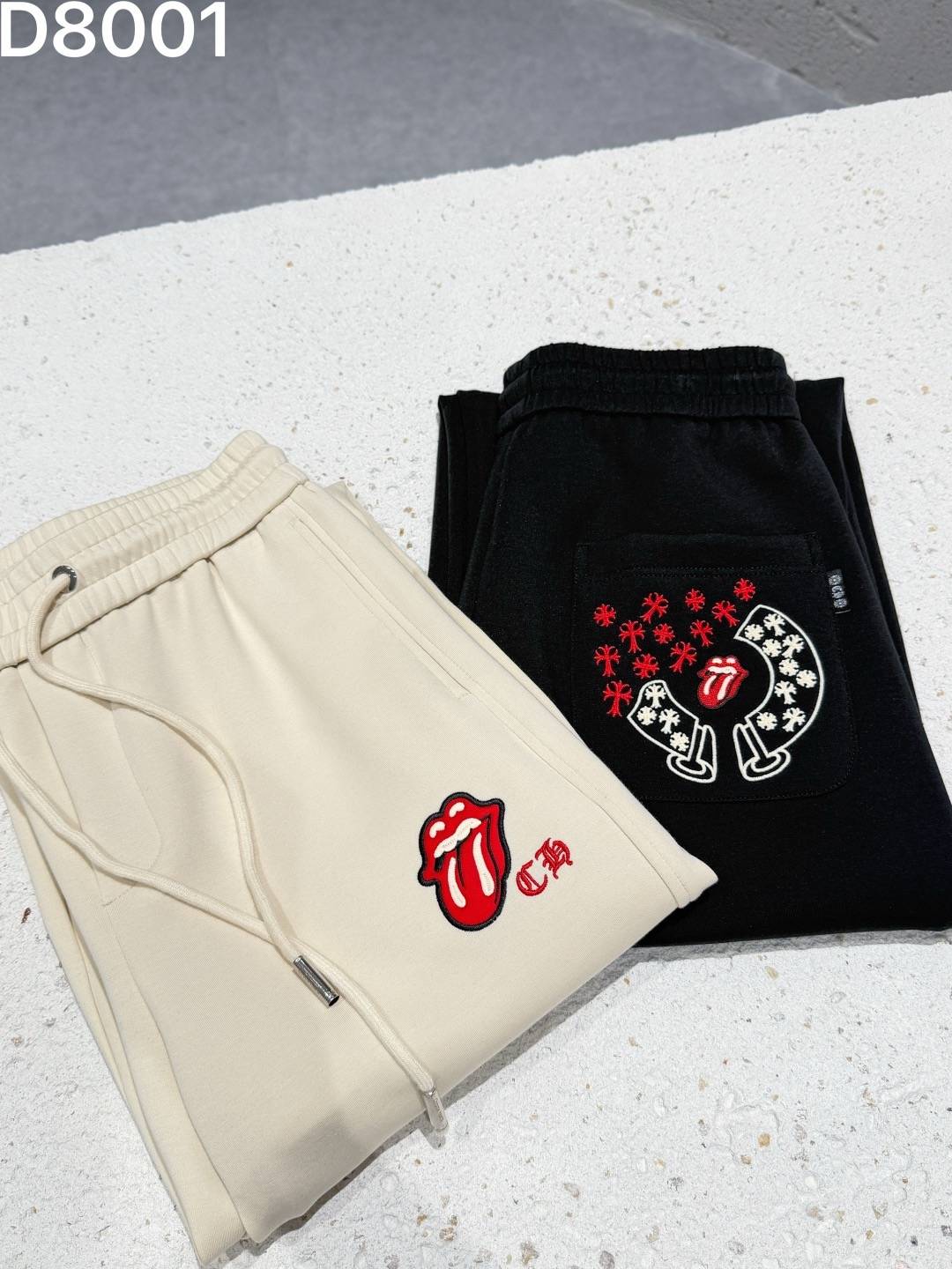 CHROME HEARTS クロムハーツ メンズ ジョガーパンツ イージーパンツ ロゴ刺繍 サイドライン ロングコード ブラック - 画像 3