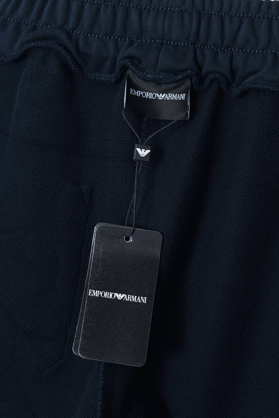EMPORIO ARMANI メンズ イージーパンツ ワイドパンツ ウエストゴム ロゴ刺繍 サイドライン メタルパーツ ブラック - 画像 3