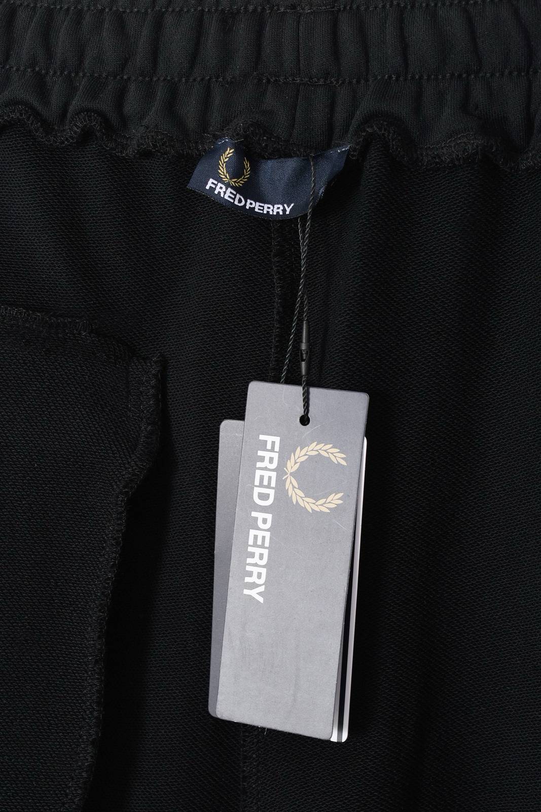 FRED PERRY メンズ イージーパンツ サイドライン ロゴ刺繍 ウエストゴム ブラック - 画像 3