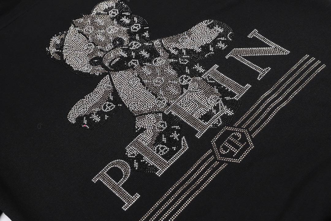 PHILIPP PLEIN フィリッププレイン メンズ パーカー プルオーバー 立体フード ロゴ刺繍 バックプリント ブラック - 画像 4