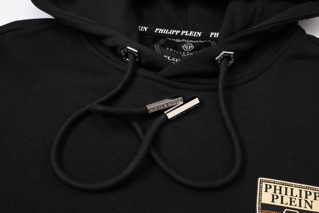 PHILIPP PLEIN フィリッププレイン メンズ パーカー プルオーバー 立体フード ロゴ刺繍 バックプリント ブラック - 画像 7