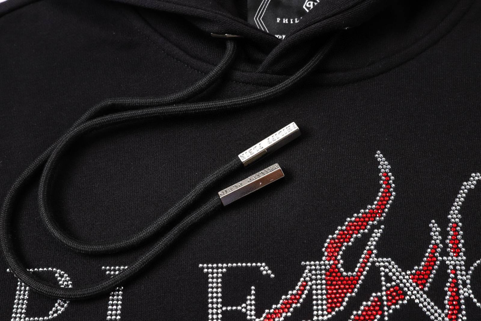 PHILIPP PLEIN フィリッププレイン メンズ パーカー プルオーバー ロゴ刺繍 フロントロゴ オーバーサイズ ストリート ブラック - 画像 7