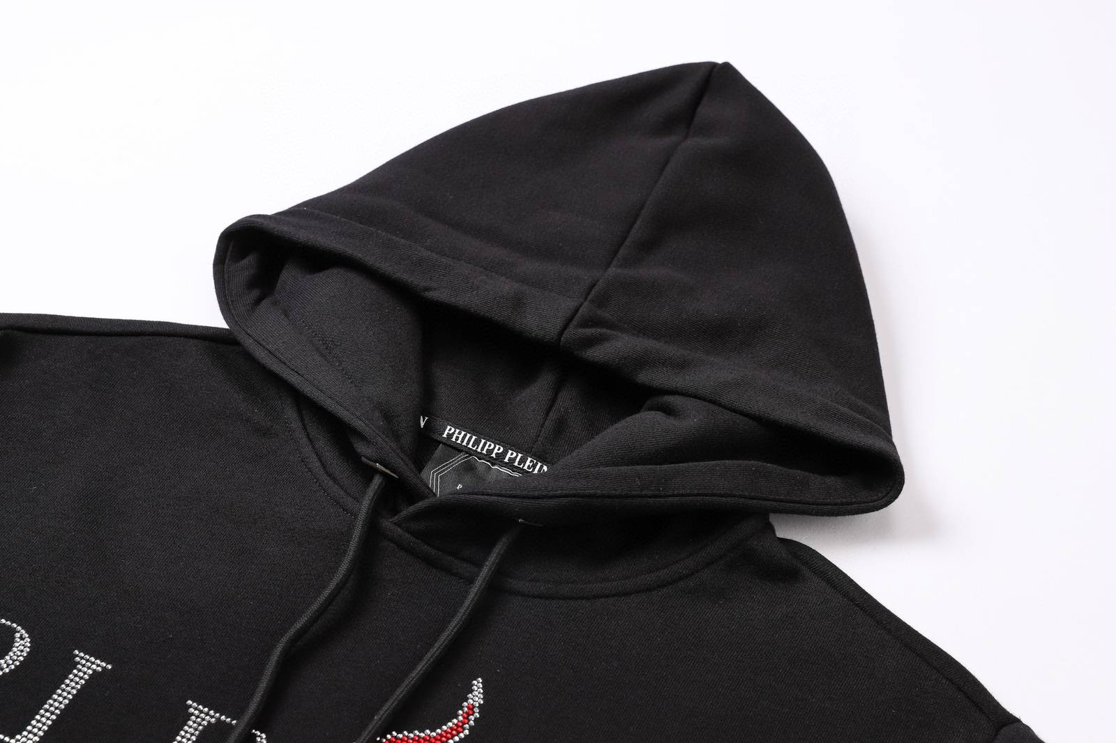 PHILIPP PLEIN フィリッププレイン メンズ パーカー プルオーバー ロゴ刺繍 フロントロゴ オーバーサイズ ストリート ブラック - 画像 8