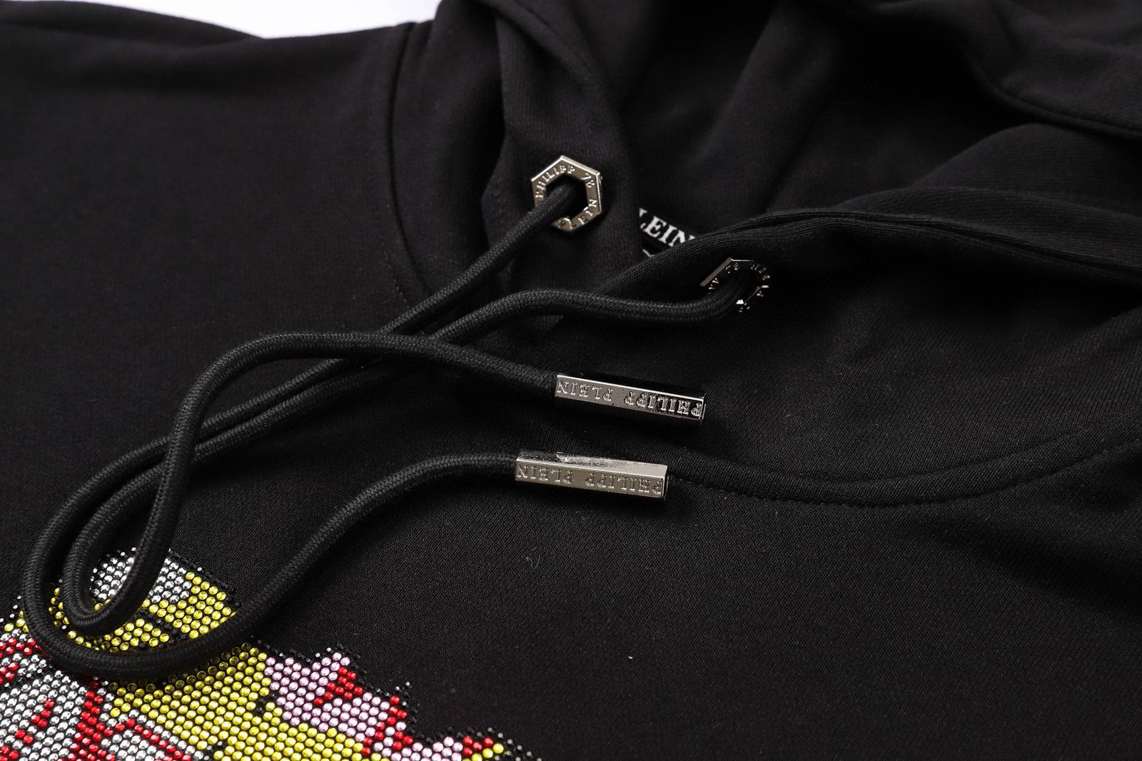 PHILIPP PLEIN フィリッププレイン メンズ パーカー プルオーバー フロントロゴ ロゴプリント オーバーサイズ ブラック - 画像 7