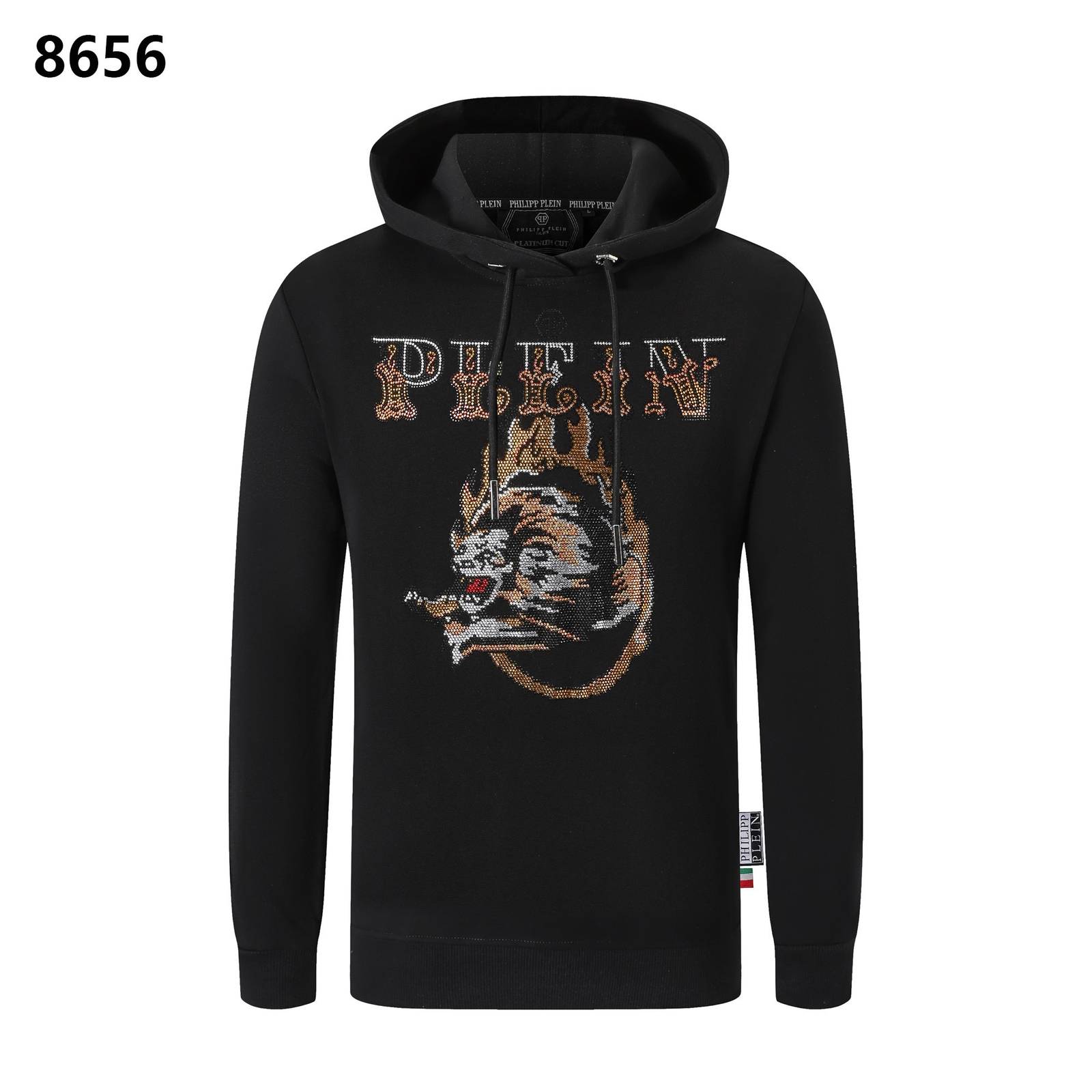 PHILIPP PLEIN フィリッププレイン メンズ パーカー プルオーバー フロントロゴ オーバーサイズ ブラック
