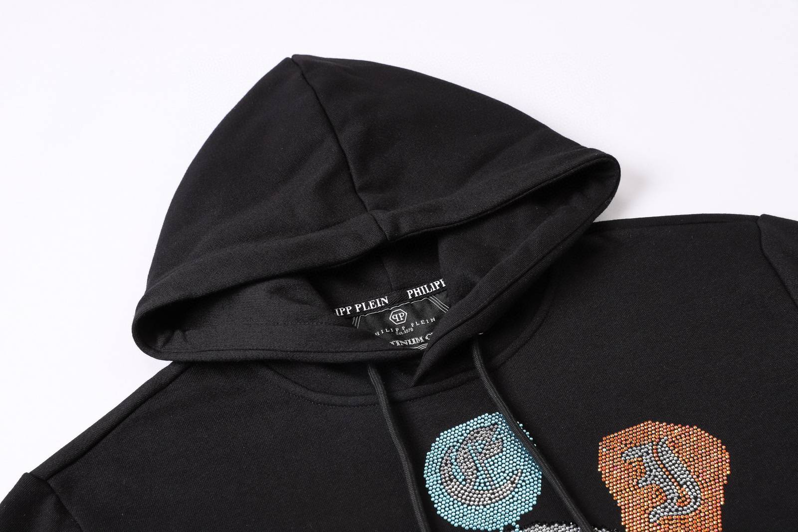 PHILIPP PLEIN フィリッププリーン メンズ パーカー プルオーバー フードの立ち上がりが美しい立体フード ロゴプリント ブラック - 画像 8
