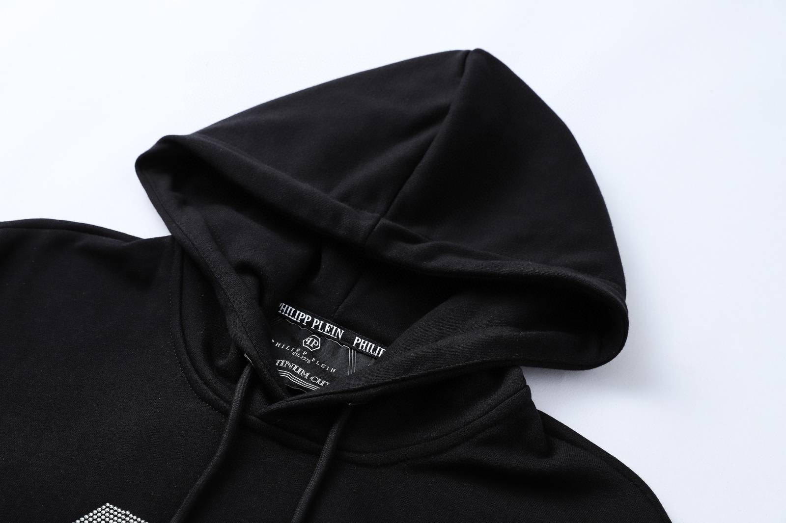 PHILIPP PLEIN フィリッププレイン メンズ パーカー プルオーバーパーカー フロントロゴ サークルロゴ ロゴ刺繍 ドローコード ヘビーウェイト ブラ - 画像 7