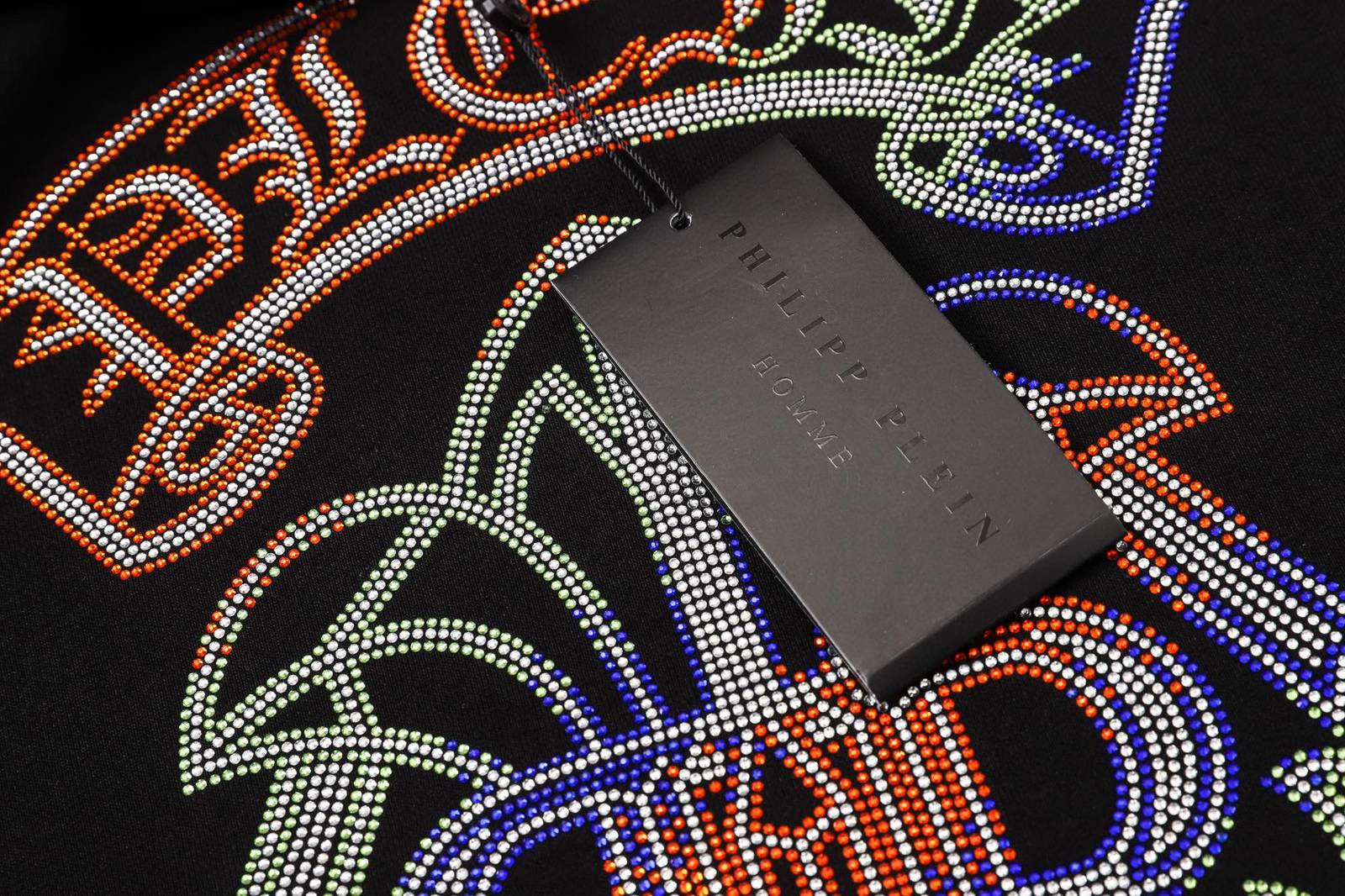 PHILIPP PLEIN フィリッププリーン メンズ パーカー プルオーバー ロゴプリント フロントロゴ フードの立ち上がり 立体フード ブラック - 画像 7