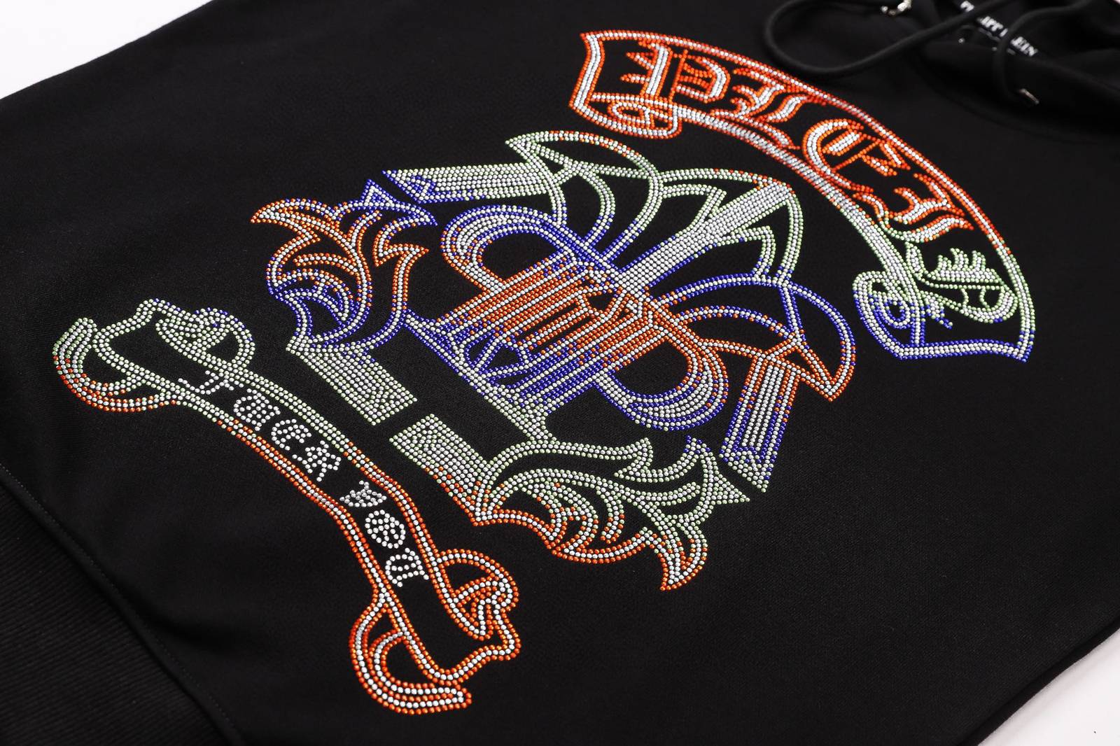 PHILIPP PLEIN フィリッププリーン メンズ パーカー プルオーバー ロゴプリント フロントロゴ フードの立ち上がり 立体フード ブラック - 画像 8